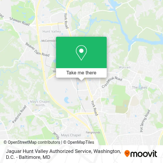 Jaguar Hunt Valley Authorized Service map