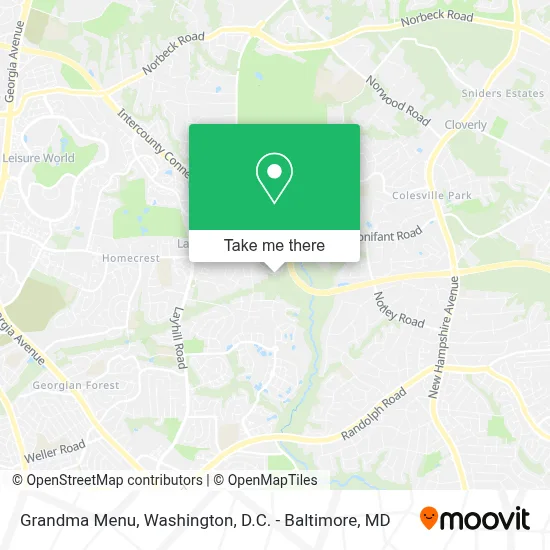 Grandma Menu map