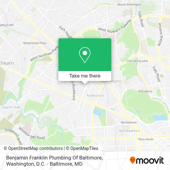 Benjamin Franklin Plumbing Of Baltimore map