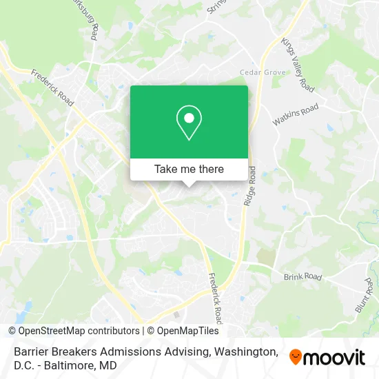 Barrier Breakers Admissions Advising map