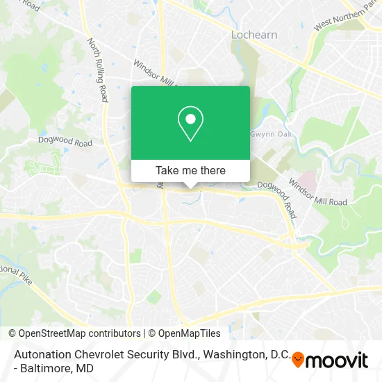 Autonation Chevrolet Security Blvd. map