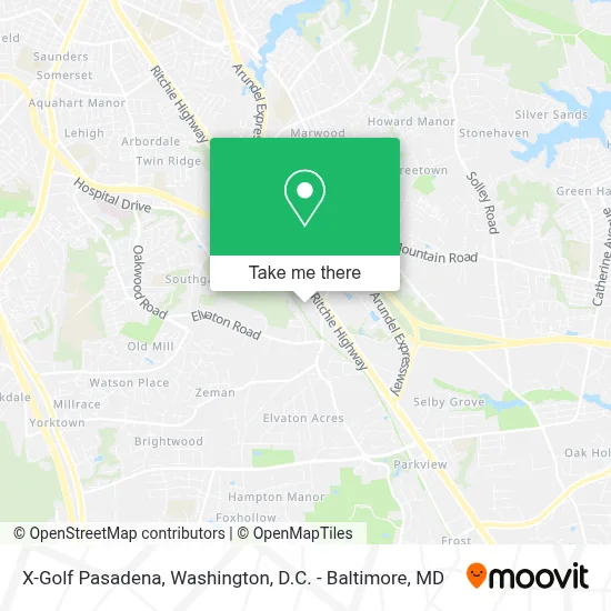 X-Golf Pasadena map