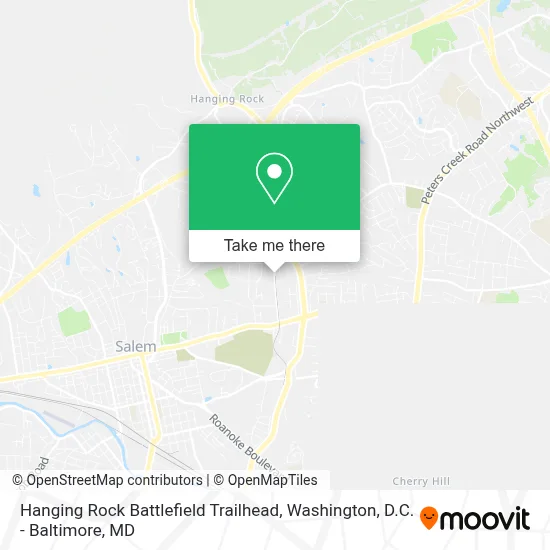Hanging Rock Battlefield Trailhead map