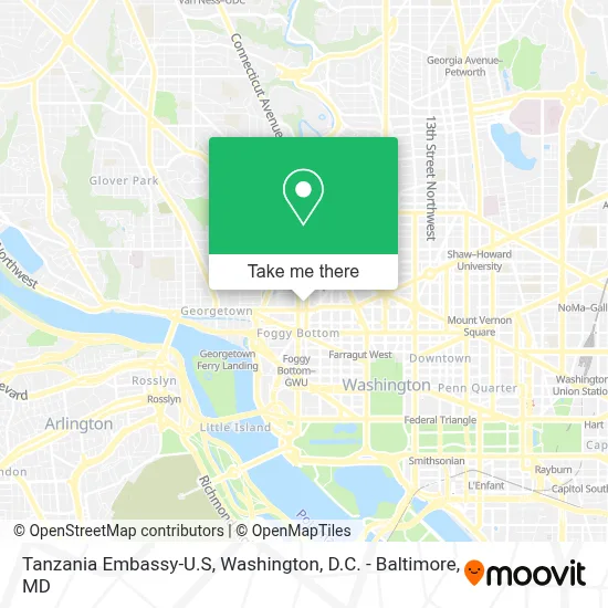 Tanzania Embassy-U.S map