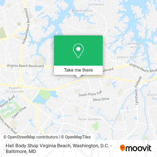 Hall Body Shop Virginia Beach map