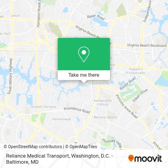 Reliance Medical Transport map