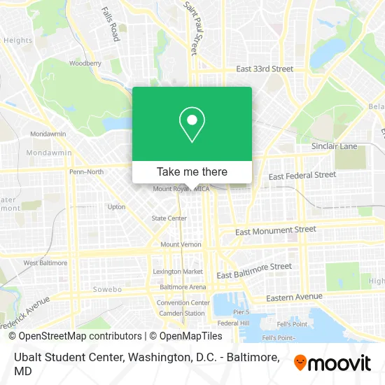 Ubalt Student Center map