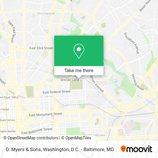 D. Myers & Sons map