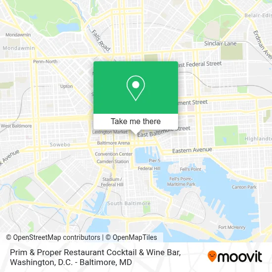 Prim & Proper Restaurant Cocktail & Wine Bar map