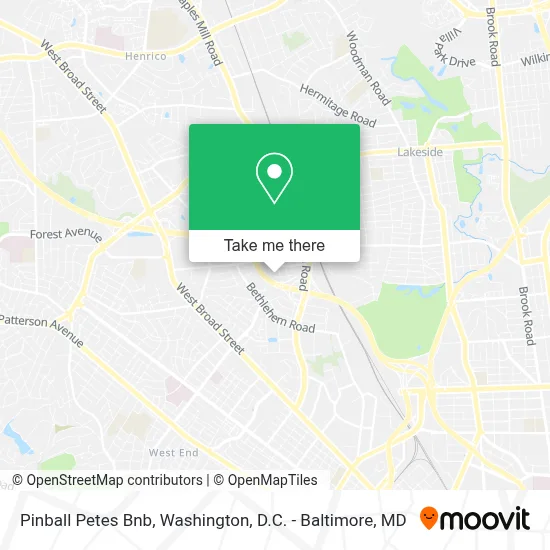 Pinball Petes Bnb map