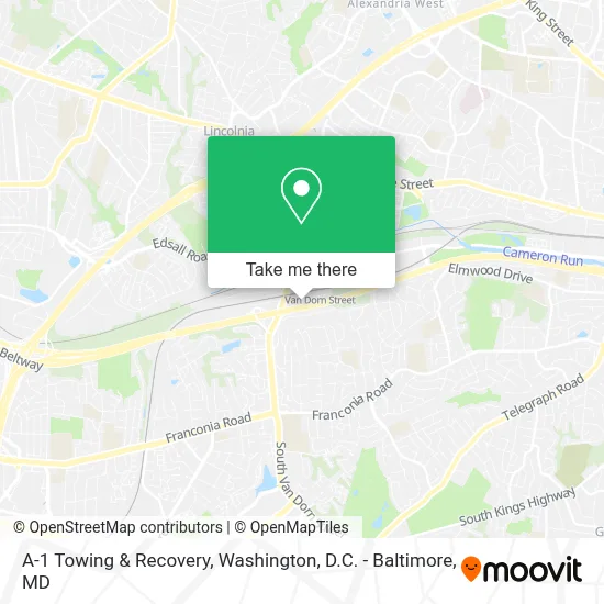 A-1 Towing & Recovery map