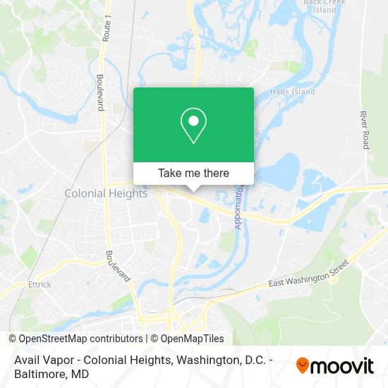 Avail Vapor - Colonial Heights map