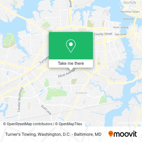 Turner's Towing map