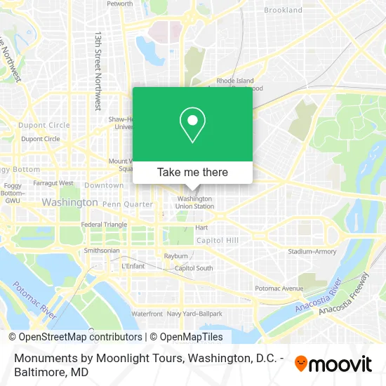 Monuments by Moonlight Tours map