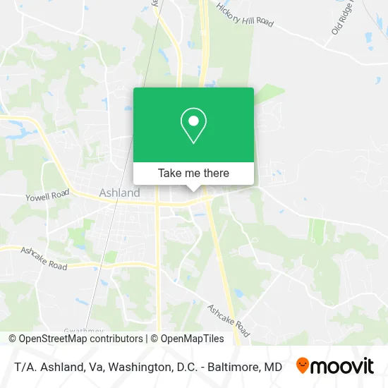 T/A. Ashland, Va map