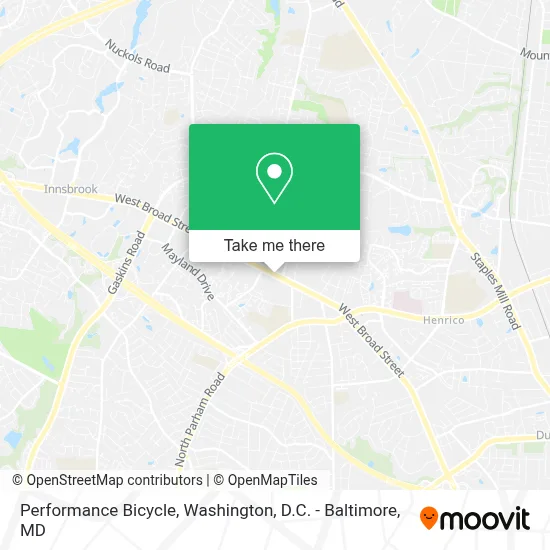Performance Bicycle map