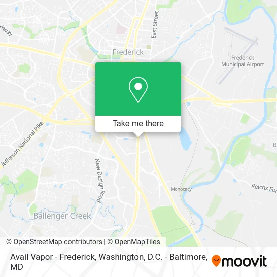 Avail Vapor - Frederick map