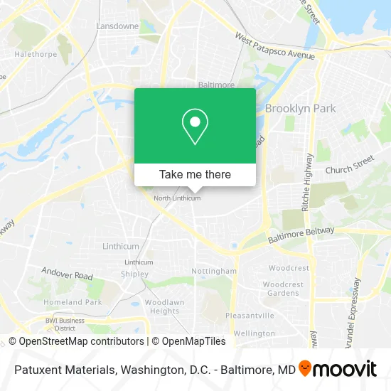 Patuxent Materials map
