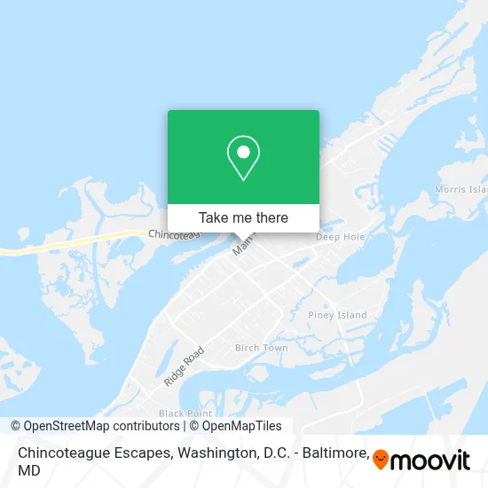 Chincoteague Escapes map