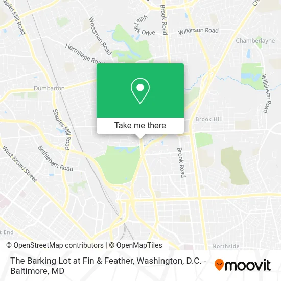 The Barking Lot at Fin & Feather map