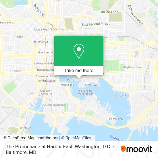 The Promenade at Harbor East map