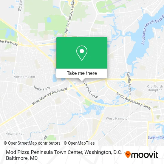 Mod Pizza Peninsula Town Center map