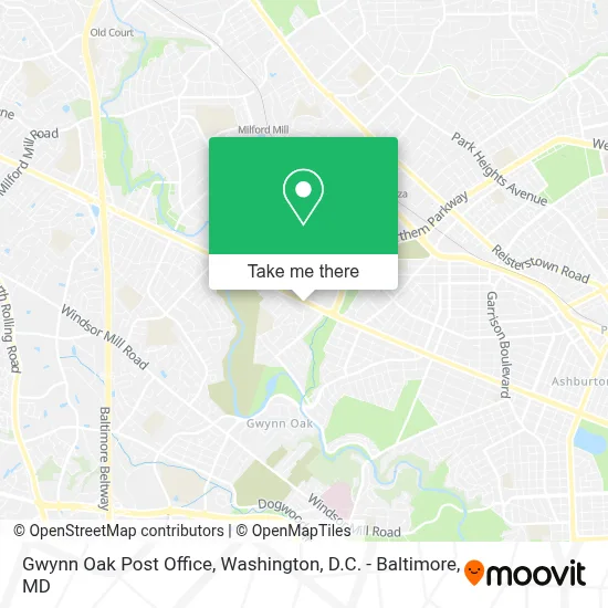 Gwynn Oak Post Office map