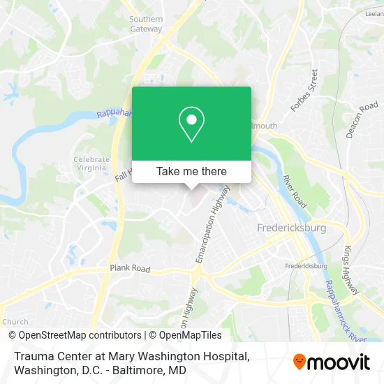 Trauma Center at Mary Washington Hospital map
