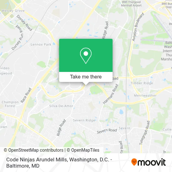 Code Ninjas Arundel Mills map