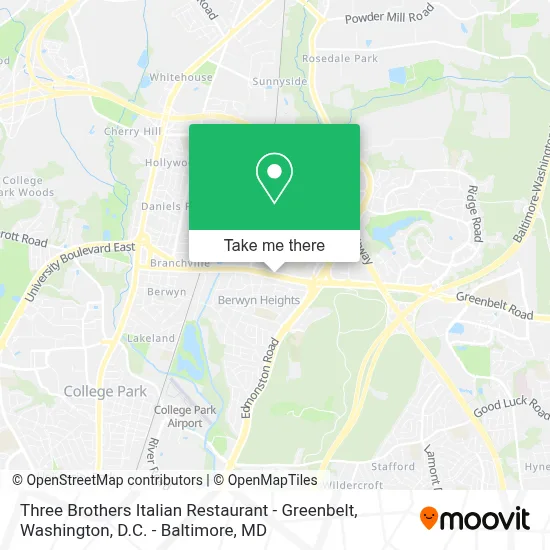 Three Brothers Italian Restaurant - Greenbelt map