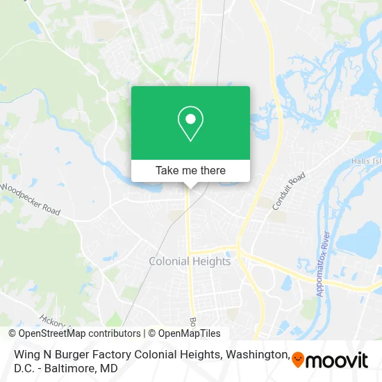Wing N Burger Factory Colonial Heights map