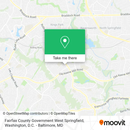 Fairfax County Government West Springfield map