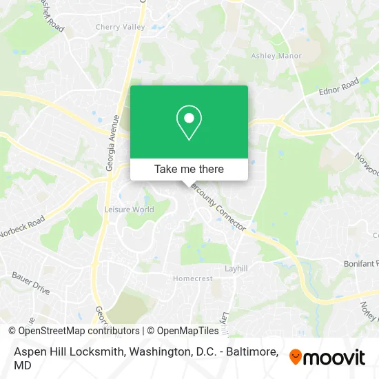 Aspen Hill Locksmith map