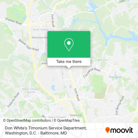 Don White's Timonium Service Department map