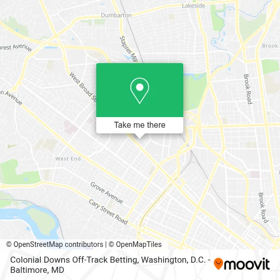 Colonial Downs Off-Track Betting map