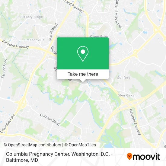 Columbia Pregnancy Center map