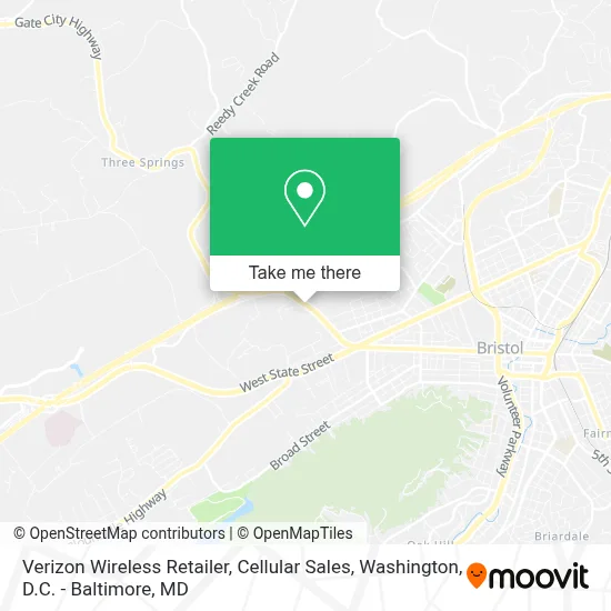 Verizon Wireless Retailer, Cellular Sales map
