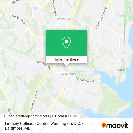Lindsay Collision Center map