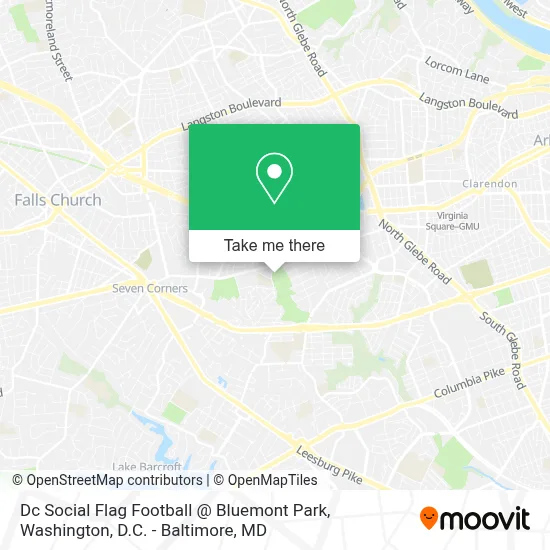 Dc Social Flag Football @ Bluemont Park map