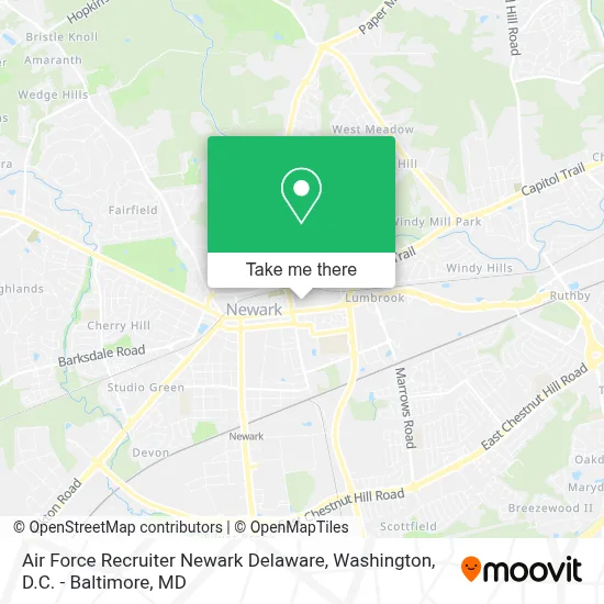 Air Force Recruiter Newark Delaware map
