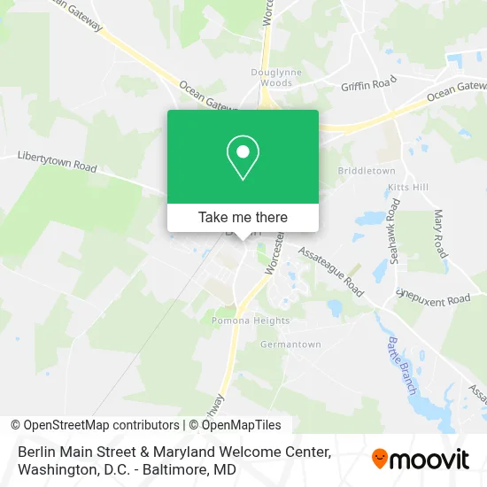 Berlin Main Street & Maryland Welcome Center map