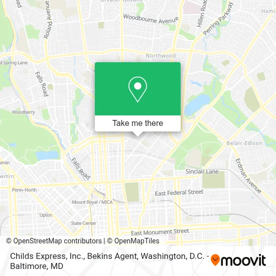 Childs Express, Inc., Bekins Agent map
