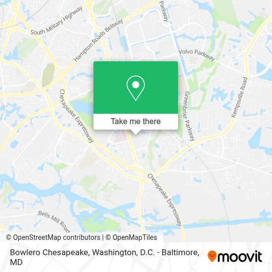 Bowlero Chesapeake map