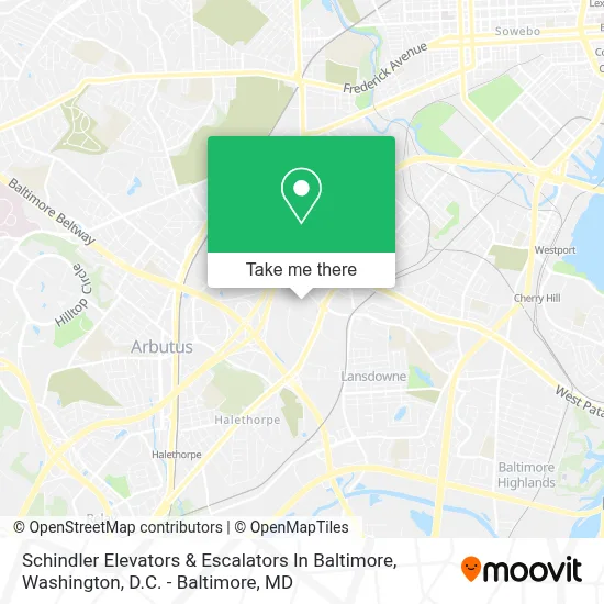 Schindler Elevators & Escalators In Baltimore map