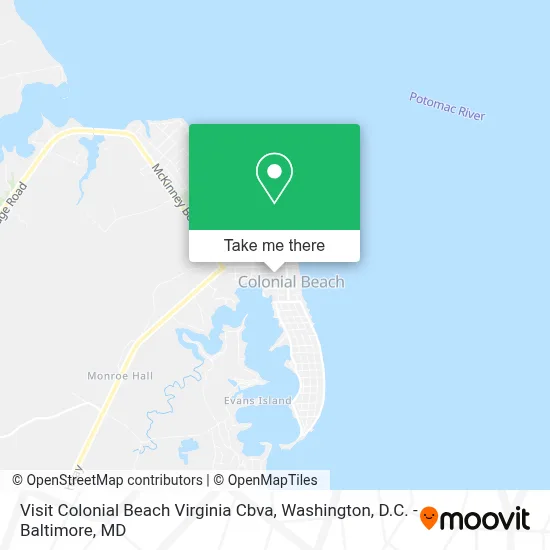 Visit Colonial Beach Virginia Cbva map