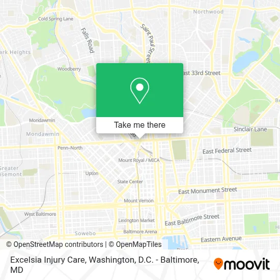 Excelsia Injury Care map