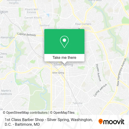 1st Class Barber Shop - Silver Spring map