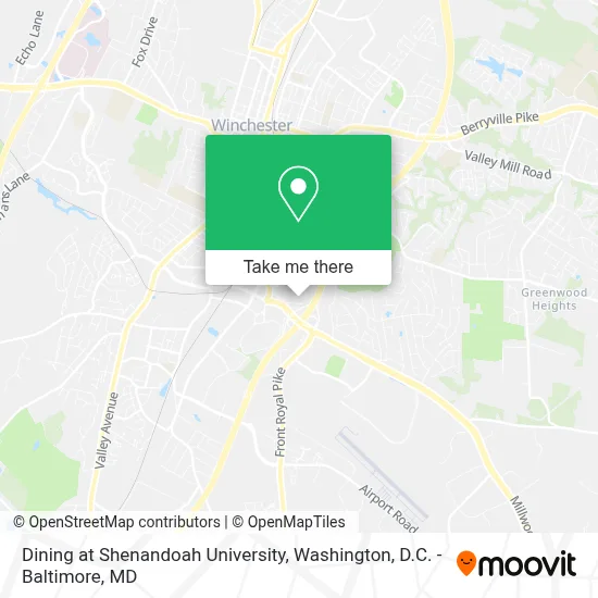Dining at Shenandoah University map