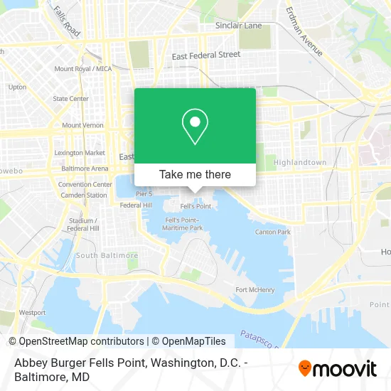 Abbey Burger Fells Point map