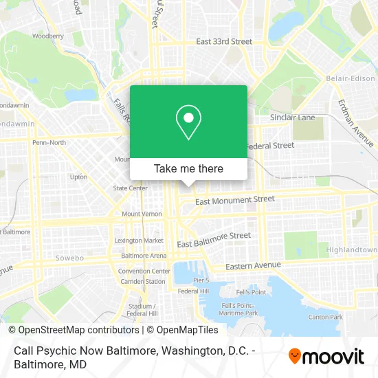 Call Psychic Now Baltimore map